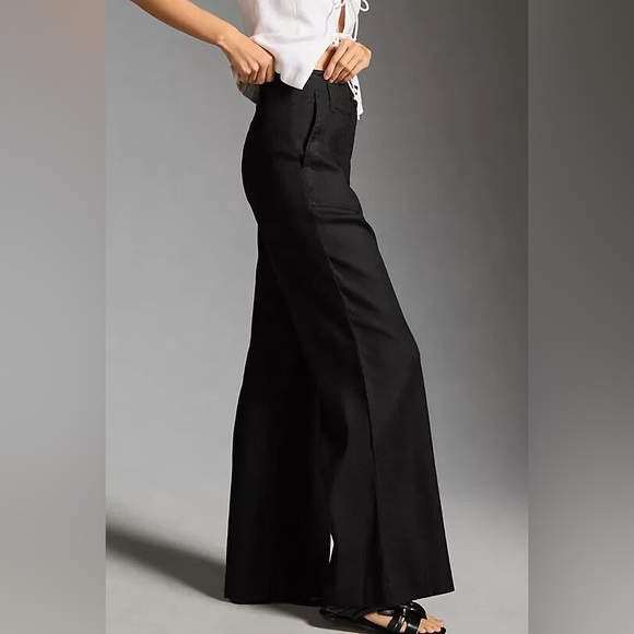 NWT Anthropologie Maeve The Naomi  Wide-Leg Flare Pants Black Size 6 - Picture 3 of 10